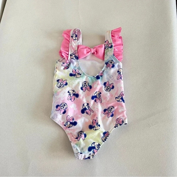Disney Minnie Baby One Piece Swimsuit Size 2 Toddler Girls Pink Lined UPF 50+ - Picture 2 of 8